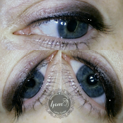 Перманентный макияж глаз, растушевка век сразу после процедуры
