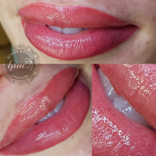 Перманентный макияж, губы, сразу после процедуры