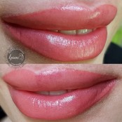 Перманентный макияж, губы ,сразу после процедуры